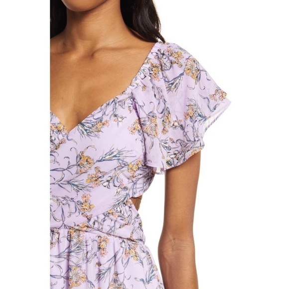 Chelsea28 Cross Front Chiffon Maxi Dress in Purple Bloom Floral Fields - Picture 8 of 9